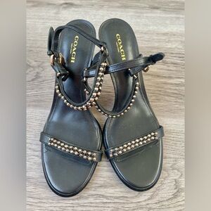 Coach Black Sandals with Gold Studs